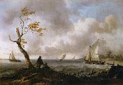 Ludolf Bakhuizen Fishing Boats and Coasting Vessel in Rough Weather oil painting artist
